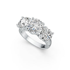 Platinum Semi Mount Ring Setting Round RD 10x10mm OV 8x8mm 3 Stone Ring DHJ