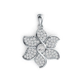 18K Gold Semi Mount Pendant Setting Round RD 4x4mm Flower Theme Diamond Accent DHJ