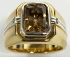 Men's 14K Gold Semi Mount Ring Setting Emerald OCT 10X8mm Full Bezel Set DHJ