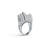 14K Gold Ring Sydney Opera House Theme with White Topaz or Moissanite Diamond Accent DHJ