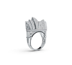 14K Gold Ring Sydney Opera House Theme with White Topaz or Moissanite Diamond Accent DHJ