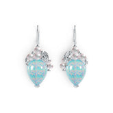10K Gold Semi Mount Earrings Setting Pear PE Cabochon 17x13mm RD 4X4mm RD 3X3mm DHJ