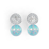 18K Gold Semi Mount Earrings Setting Round RD 9x9mm RD 5x5mm Diamond Accent DHJ