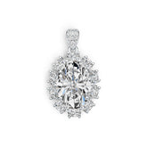 Platinum Semi Mount Pendant Setting Oval OV 14X10mm Diamond Accent DHJ
