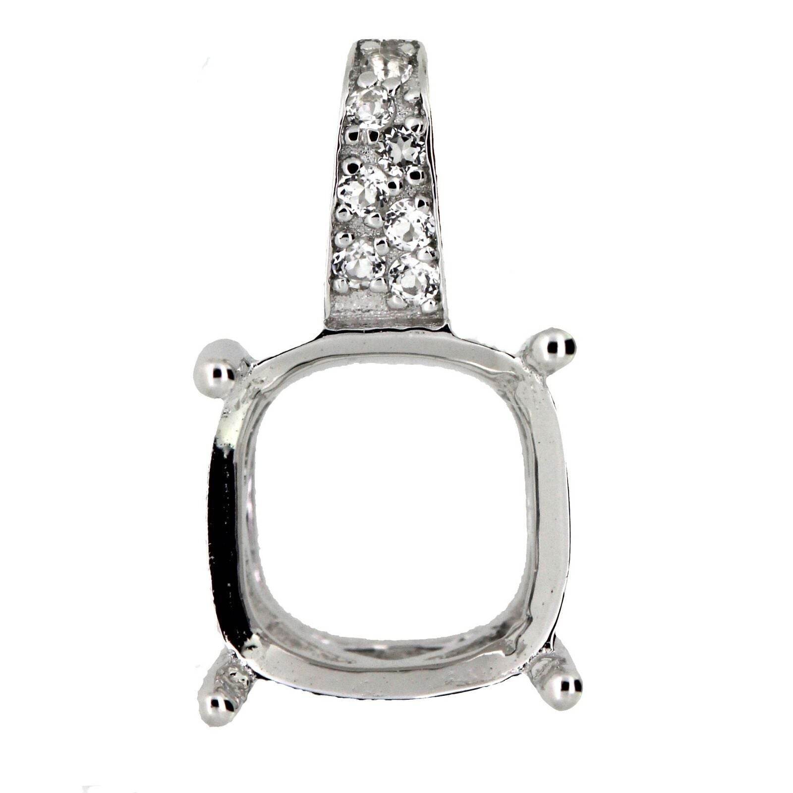 Platinum Semi Mount Pendant Setting Cushion Cu 9x9mm W/ L003P Diamond Accent Syzjewelry