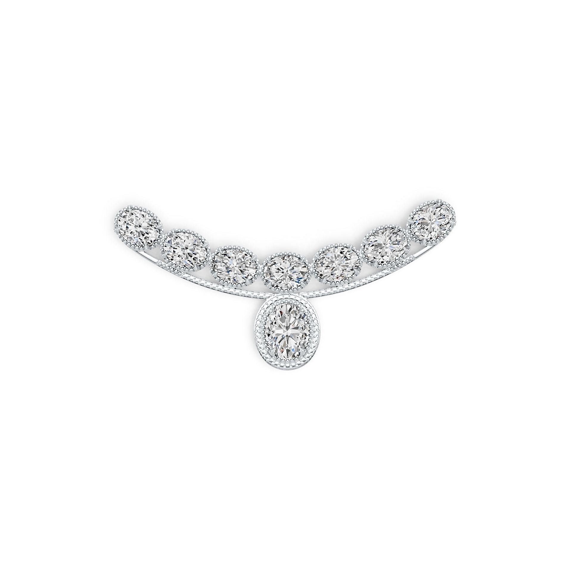 Platinum Semi Mount Earrings Setting Oval OV 10X8mm OV 8X6mm DHJ