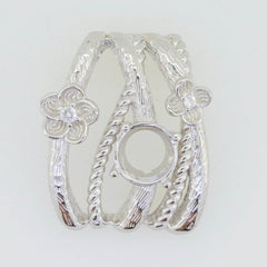 Platinum Semi Mount Pendant Setting RD 8x8mm Diamond Accent Syzjewelry