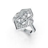 14K Gold Ring with or Moissanite Vintage-Inspired Diamond Accent DHJ