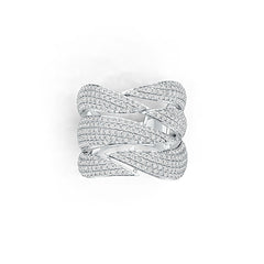 Sterling Silver Cluster Cocktail Ring with White Topaz or Moissanite DHJ