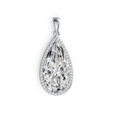 18K Gold Semi Mount Pendant Setting Pear PE 25X13mm Halo Diamond Accent DHJ