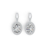 Sterling Silver Semi Mount Earrings Setting Oval OV 18X12mm Double Halo DHJ