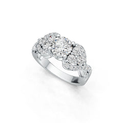 Platinum Semi Mount Ring Setting Round RD 7x7mm Diamond Accent DHJ