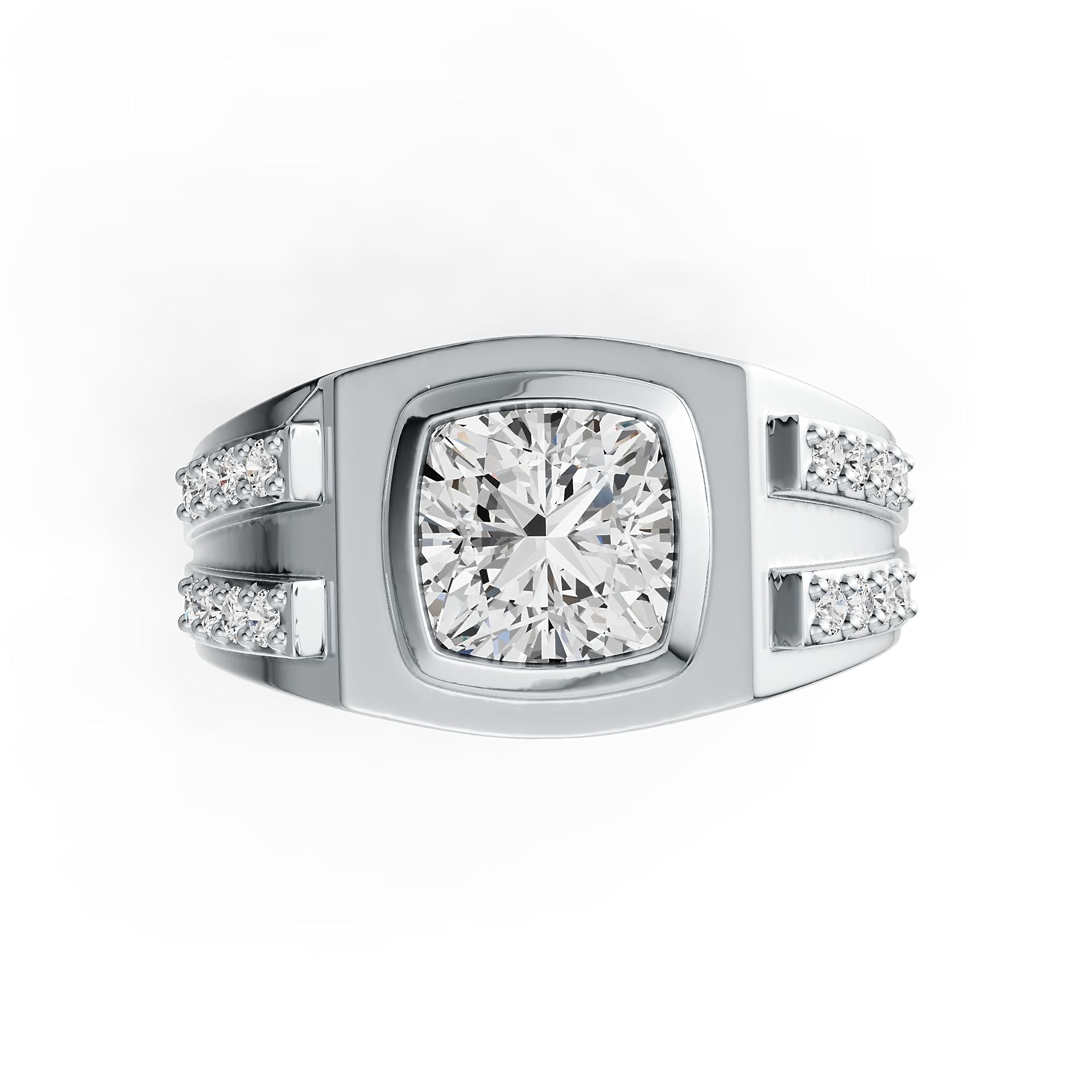 Men's Sterling Silver Semi Mount Ring Setting Cushion CU 8X8mm Bezel DHJ