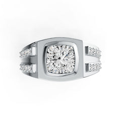 Men's Sterling Silver Semi Mount Ring Setting Cushion CU 8X8mm Bezel DHJ