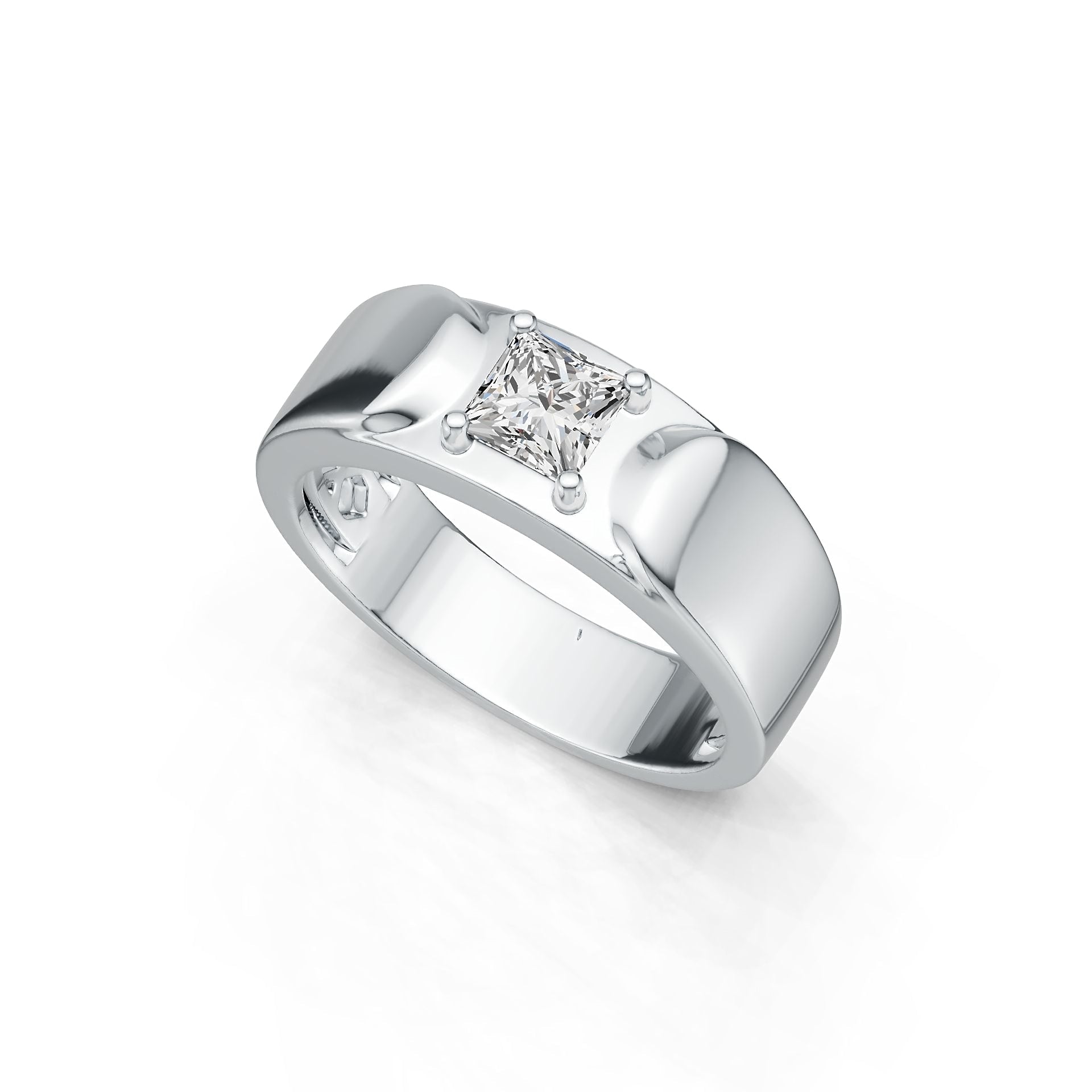 14K Gold Semi Mount Ring Setting Princess SQ 5X5mm Men's Ring DHJ