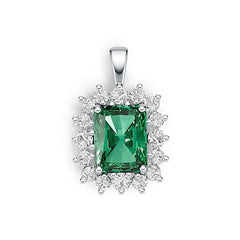 Sterling Silver Semi Mount Pendant Setting Emerald OCT 9X7mm Syzjewelry
