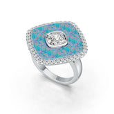 Platinum Semi Mount Ring Setting Cabochon 22X22mm CU 7X7mm Diamond Accent DHJ
