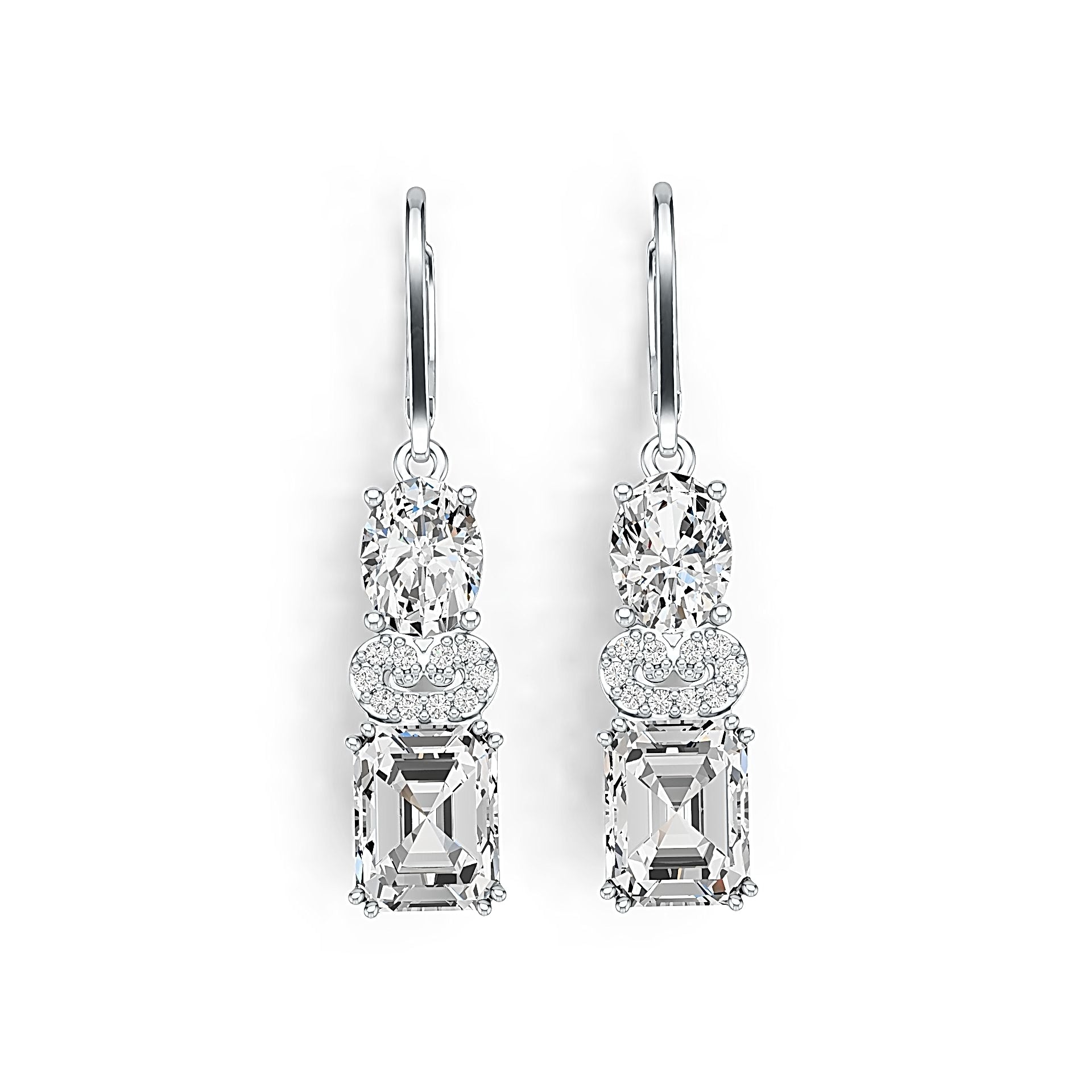 Sterling Silver Semi Mount Earrings Setting Emerald OCT 9X7mm OV 8X6mm DHJ