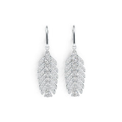 10K Gold Semi Mount Earrings Setting Pear PE 6X4mm Feather Theme Moissanite Accent DHJ