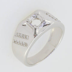 Men's Platinum Semi Mount Ring Setting Round RD 5x5mm Ring Diamond Accent Syzjewelry