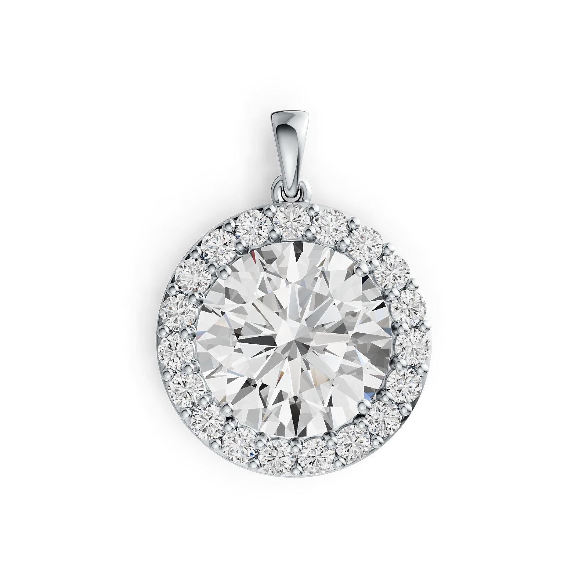 14K Gold Semi Mount Pendant Setting Round RD 15.5mm Halo Diamond Accent DHJ