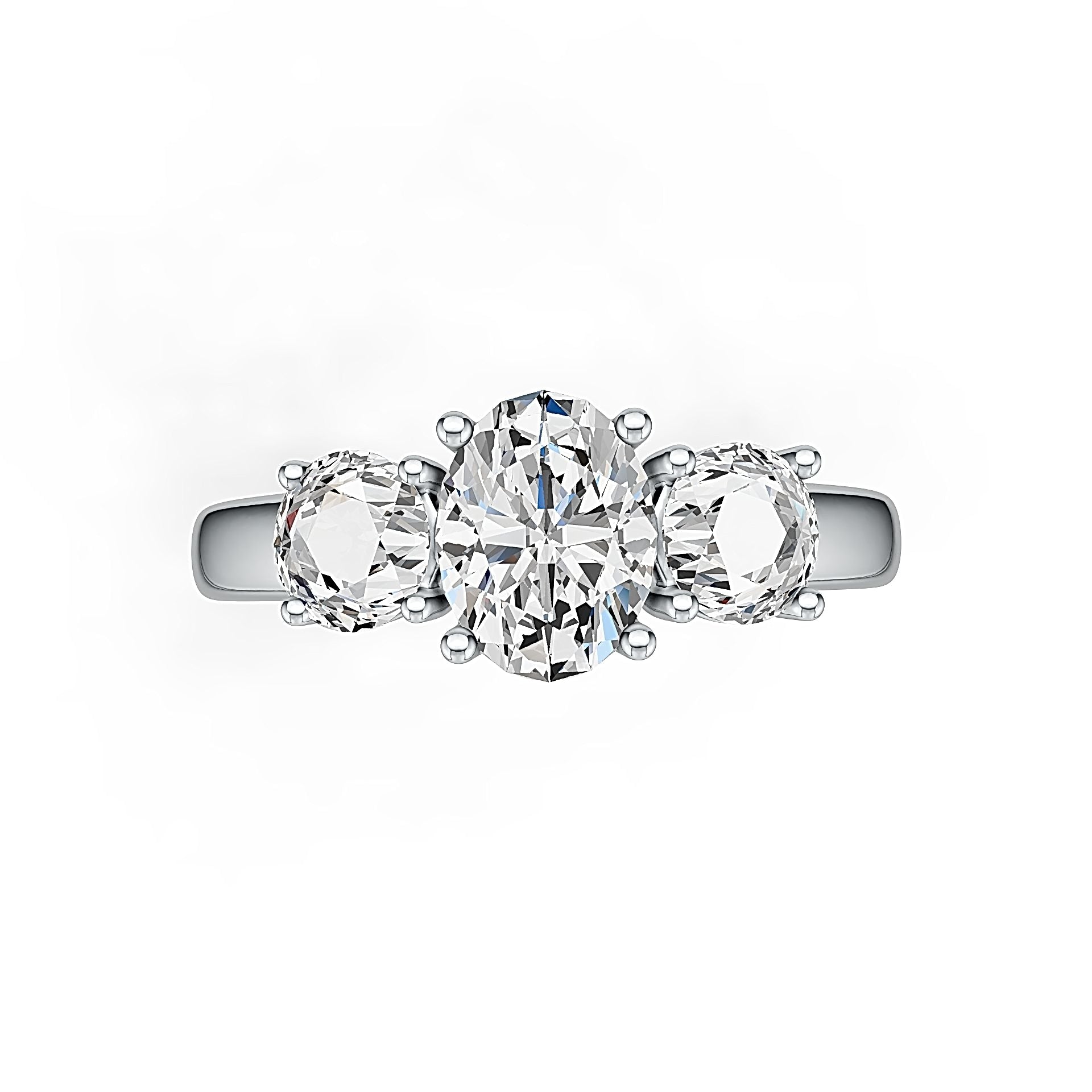 Sterling Silver Semi Mount Ring Setting OV 8.1x6.1mm RD 5.1x5.1mm 3 Stone Ring Syzjewelry