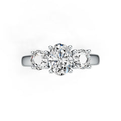 Sterling Silver Semi Mount Ring Setting OV 8.1x6.1mm RD 5.1x5.1mm 3 Stone Ring Syzjewelry