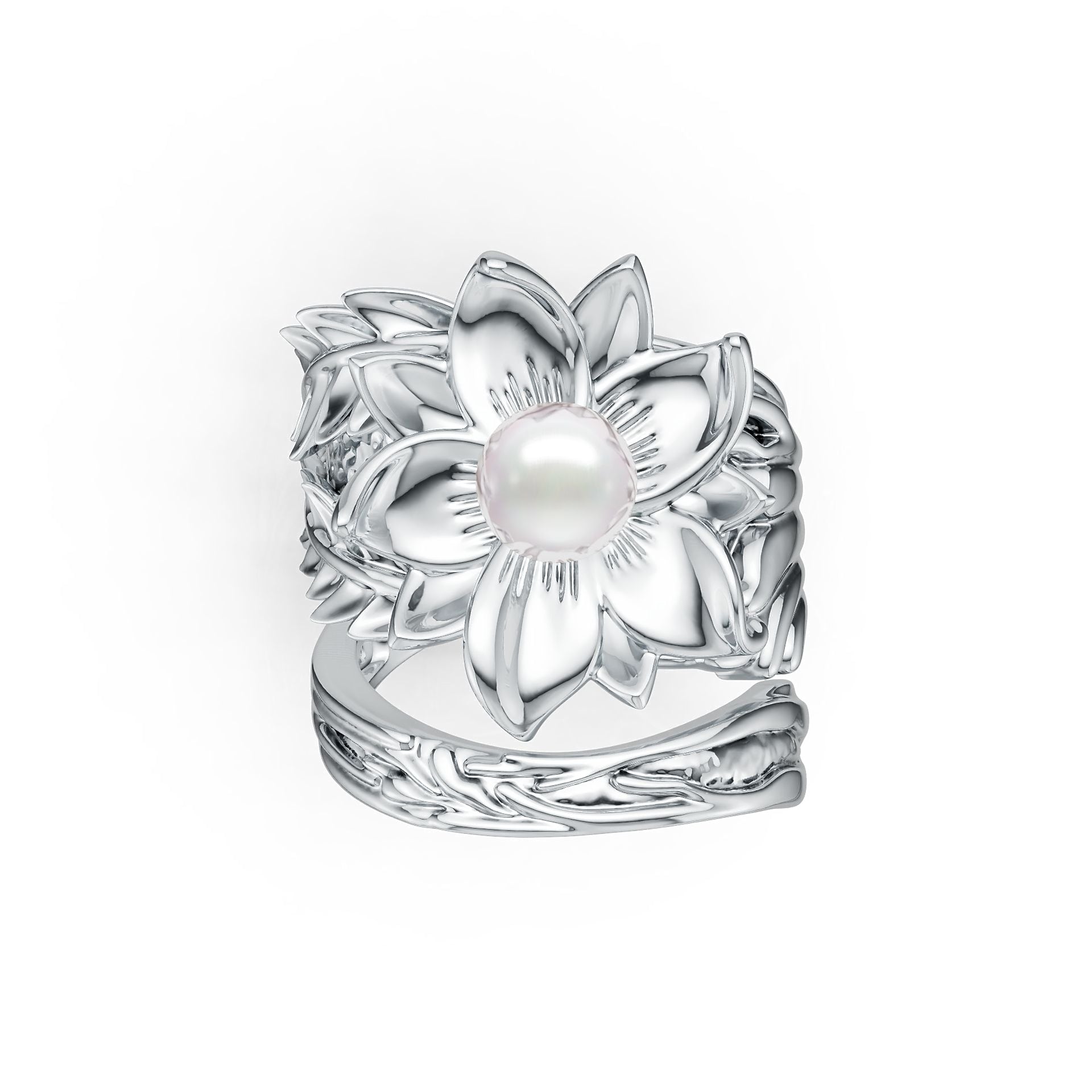 Sterling Silver Semi Mount Ring Setting Round RD 6x6-6.5mm Floral Theme DHJ