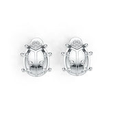 18K Gold Semi Mount Earrings Setting Round RD 1.1mm Diamond Accent DHJ