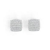 18K Gold Earrings Cluster Square-Shaped with or Moissanite Diamond Accent DHJ