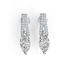 Sterling Silver Semi Mount Earrings Setting Marquise MQ 9X4.5mm with White Topaz DHJ