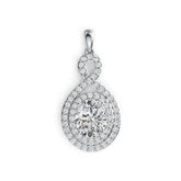 14K Gold Semi Mount Pendant Setting Oval OV 10X8mm Double Halo Diamond Accent DHJ
