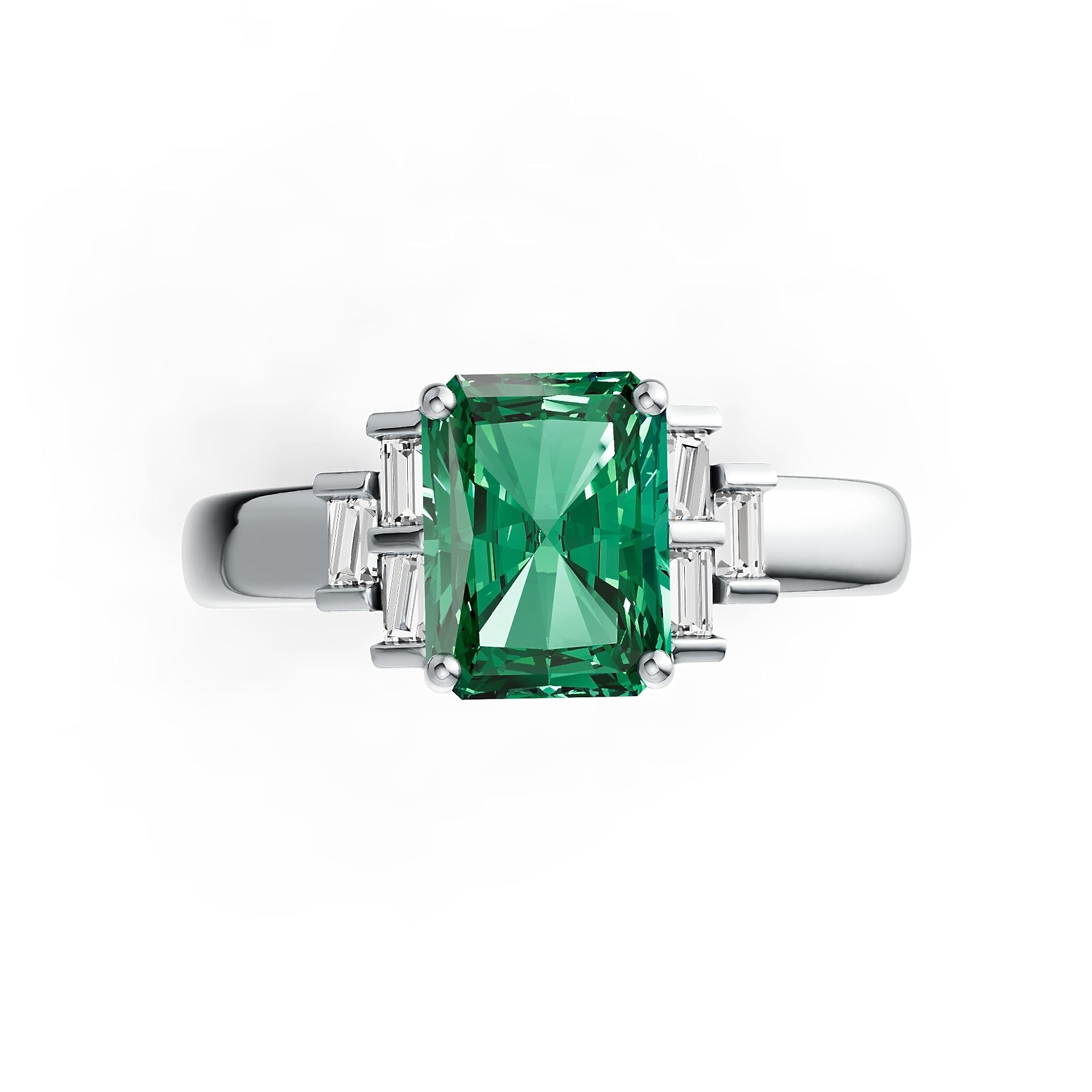 Sterling Silver Semi Mount Ring Setting Emerald OCT 8X6mm DHJ
