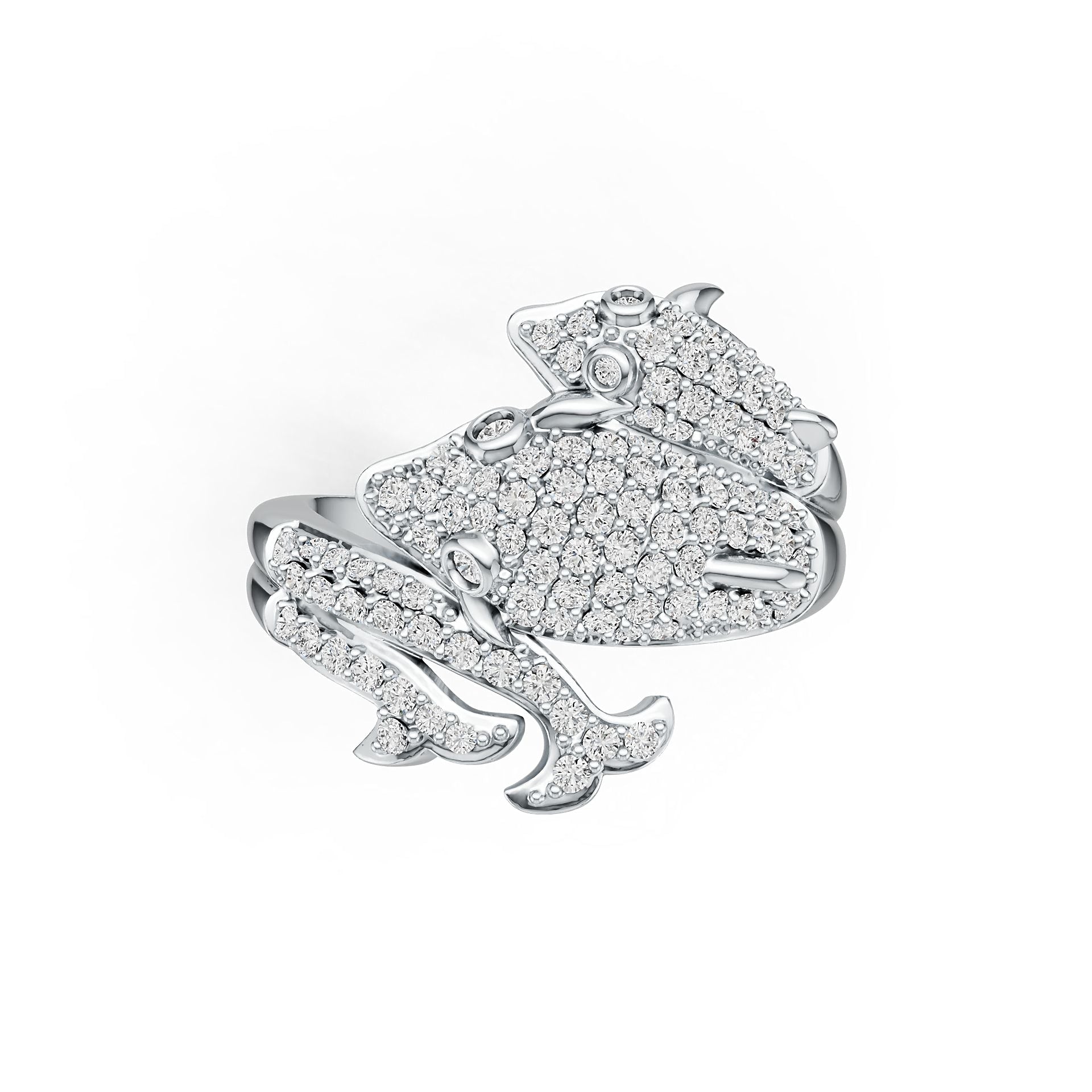 Sterling Silver Ring with White Topaz or Moissanite Dolphin Theme DHJ