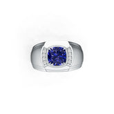 Men's Sterling Silver Semi Mount Ring Setting Cushion CU 8X8mm DHJ
