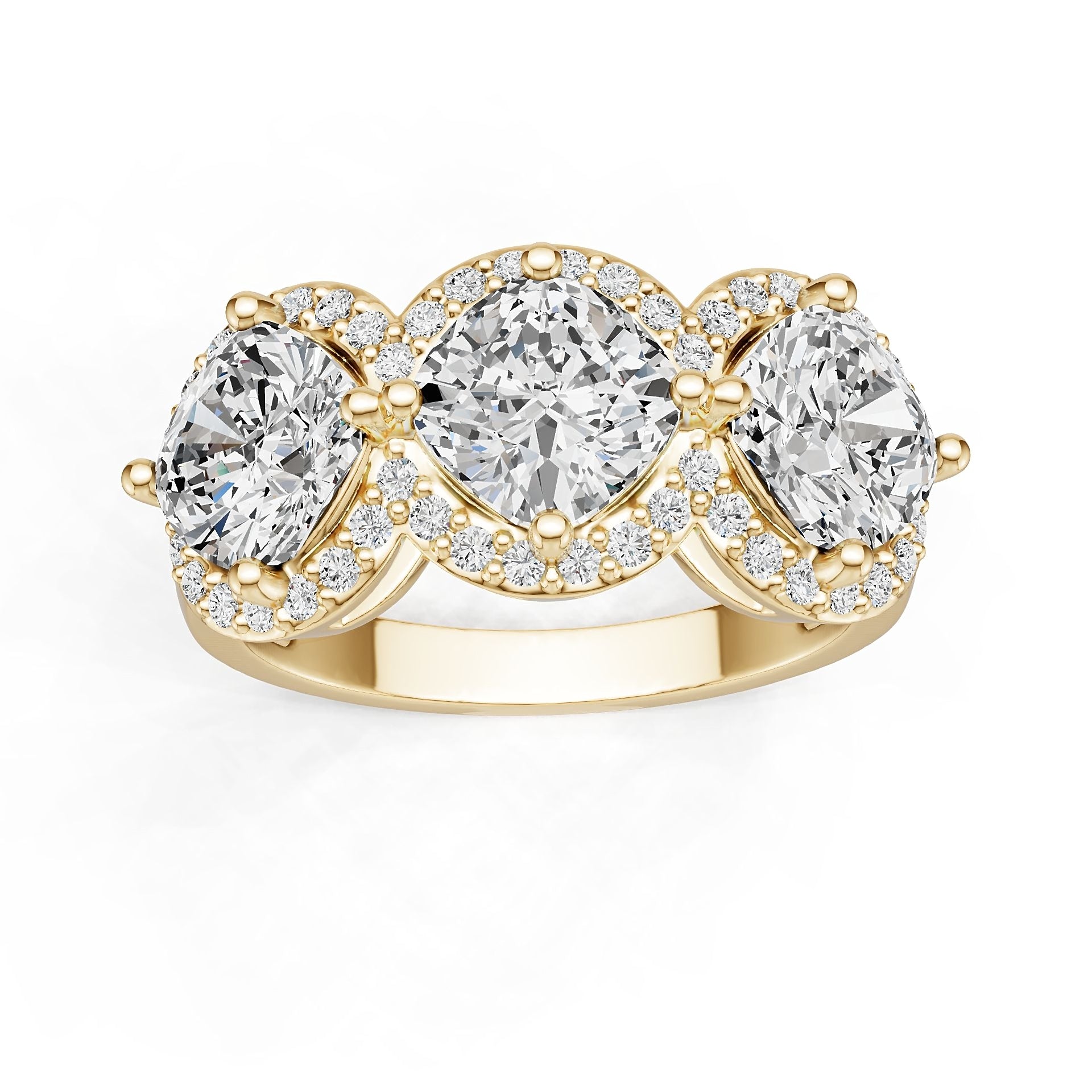 10K Gold Semi Mount Ring Setting Cushion Cu 6x6mm Moissanite Accent Syz Jewelry