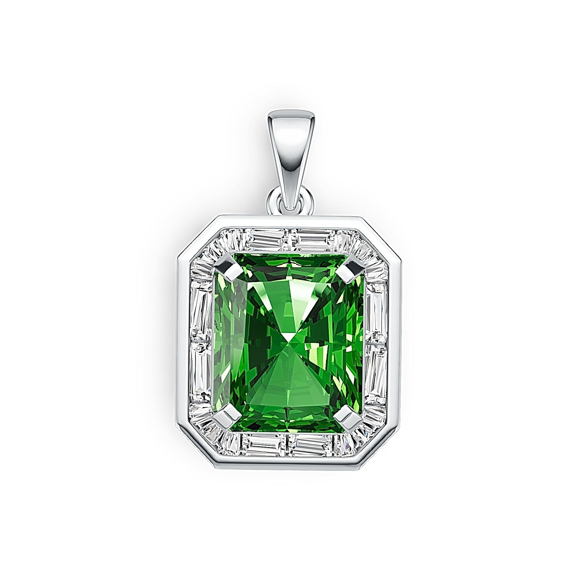 Sterling Silver Semi Mount Pendant Setting Emerald OCT 12X10mm DHJ