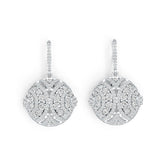 10K Gold Earrings Dangling Cluster Round-Shaped with or Moissanite Moissanite Accent DHJ