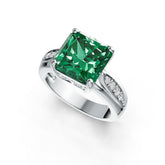 18K Gold Semi Mount Ring Setting Emerald OCT 9X9mm Diamond Accent DHJ