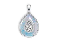 Platinum Semi Mount Pendant Setting Pear PE 25X20mm Diamond Accent DHJ