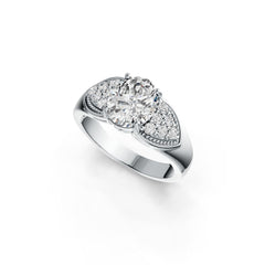 18K Gold Semi Mount Ring Setting Oval OV 10X8mm with Diamond Accent DHJ