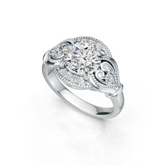 10K Gold Semi Mount Ring Setting Round RD 8x8mm Moissanite Accent DHJ
