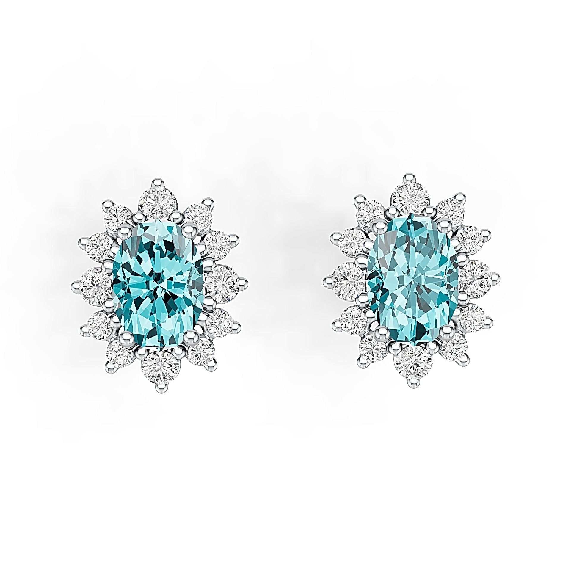 Sterling Silver Semi Mount Earrings Setting Oval OV 7X5mm with White Topaz Syzjewelry