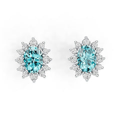 Sterling Silver Semi Mount Earrings Setting Oval OV 7X5mm with White Topaz Syzjewelry