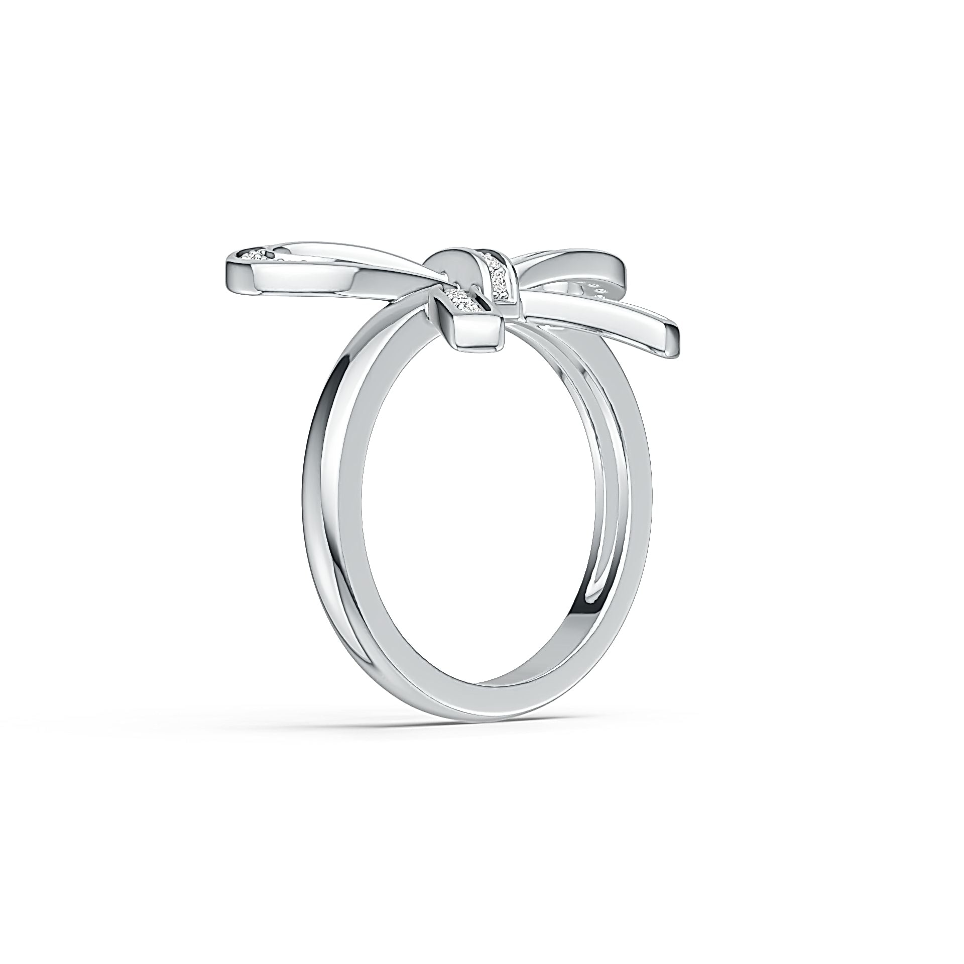 Sterling Silver Ring Bow Butterfly Knot Theme with White Topaz or Moissanite Syzjewelry