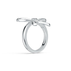 Sterling Silver Ring Bow Butterfly Knot Theme with White Topaz or Moissanite Syzjewelry