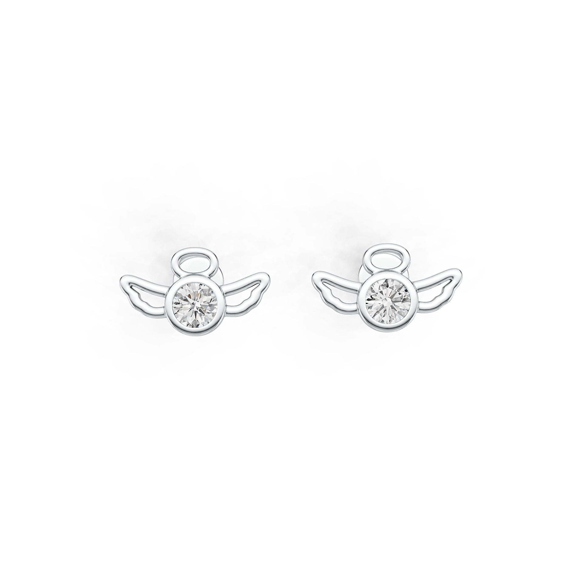 Sterling Silver Semi Mount Earrings Setting Round RD 4x4mm Angel Theme DHJ