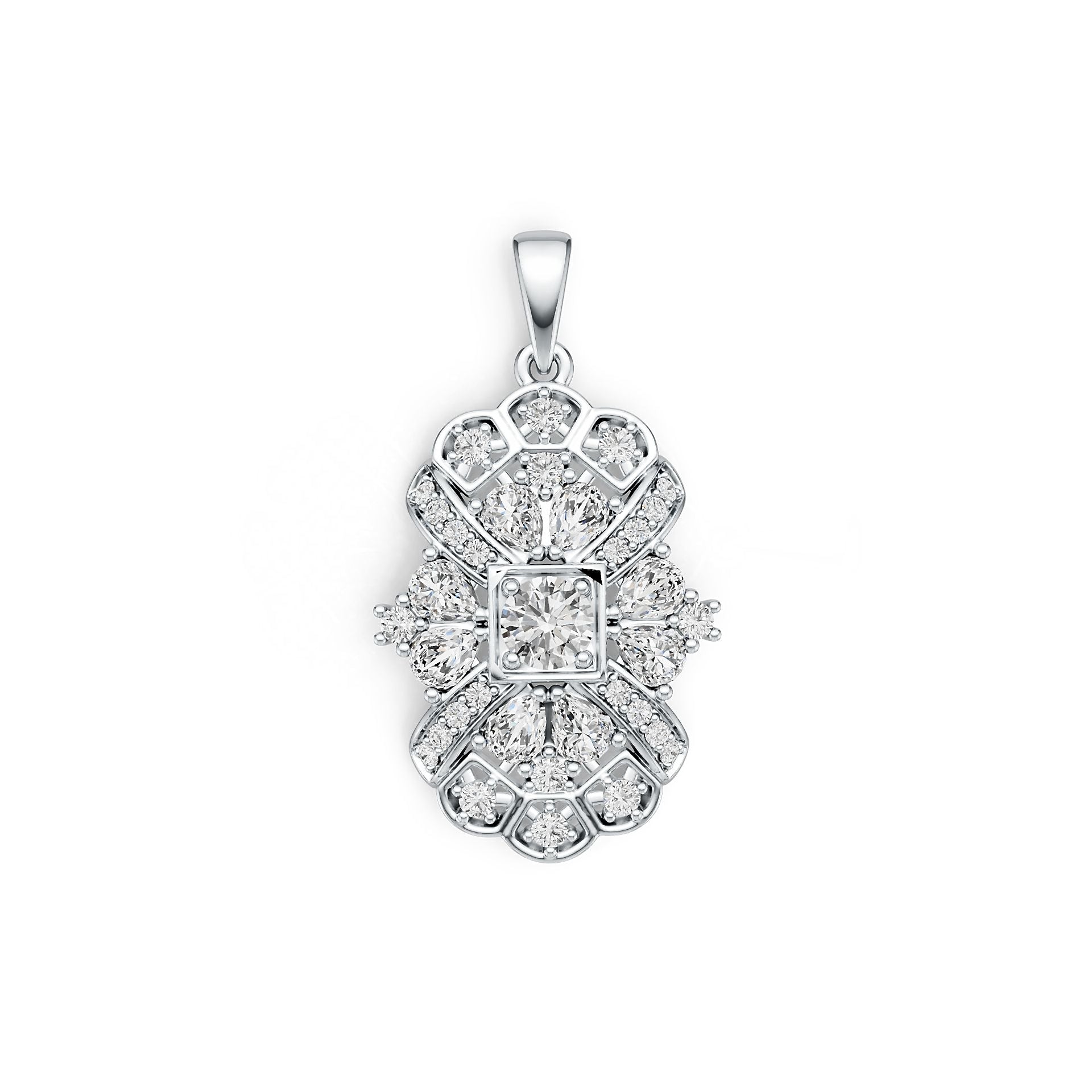 18K Gold Semi Mount Pendant Setting Round RD 5X5mm Diamond Accent DHJ