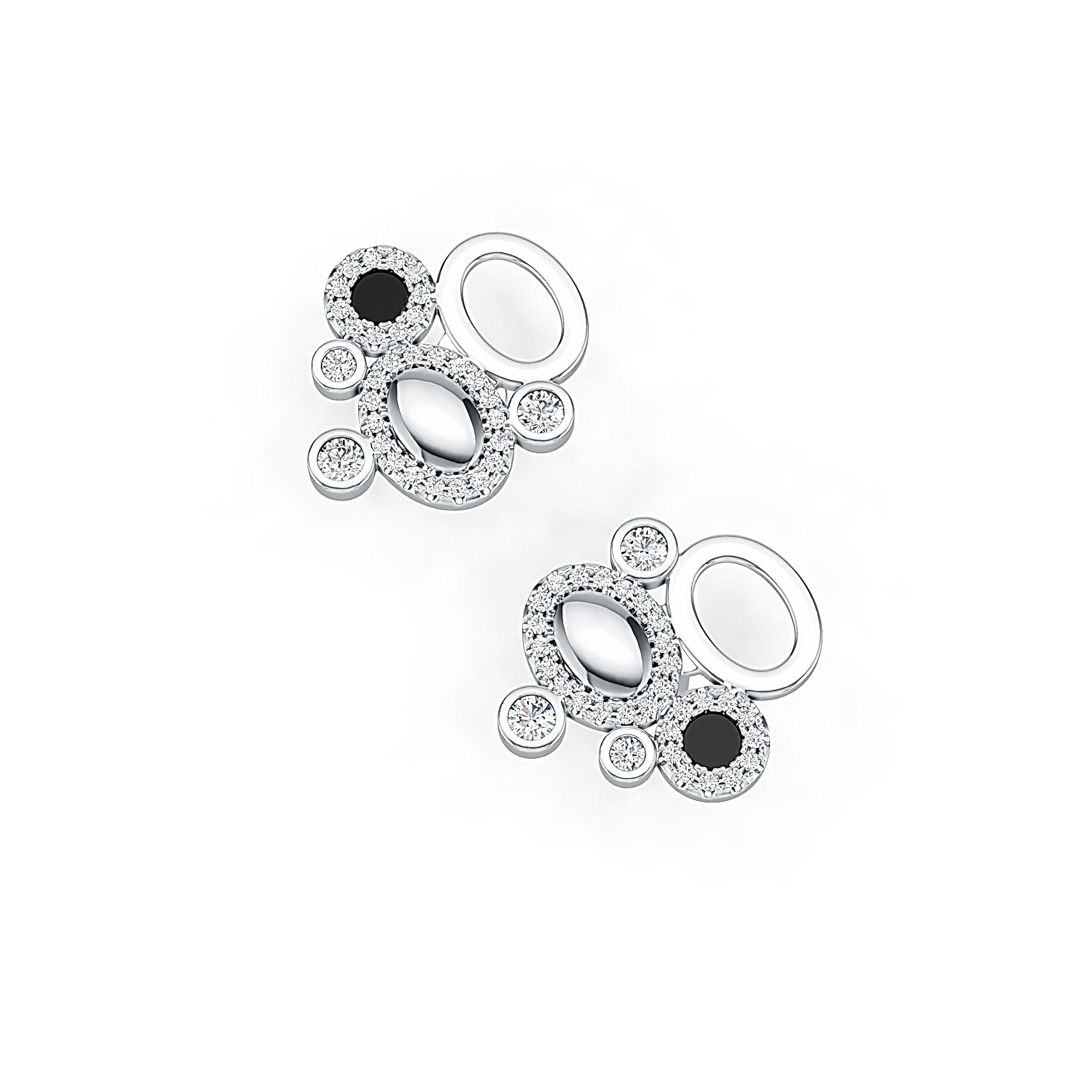 14K Gold Semi Mount Earrings Setting Round RD 2X2mm with Diamond Accent DHJ