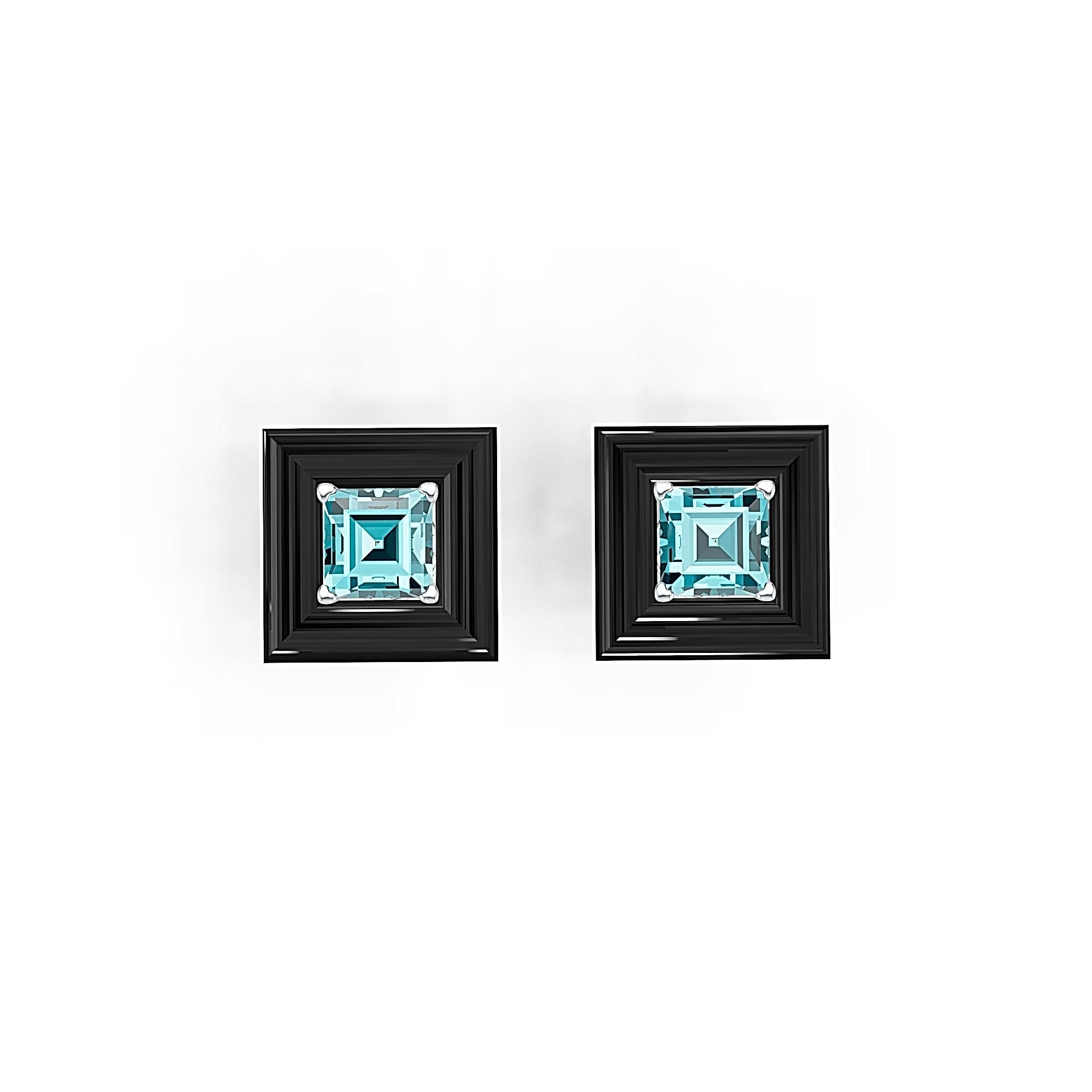 14K Gold Semi Mount Earrings Setting Cabochon 11X11mm Princess SQ 5x5mm DHJ